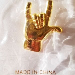 American Sign Language (ASL) I Love You Gold Pin